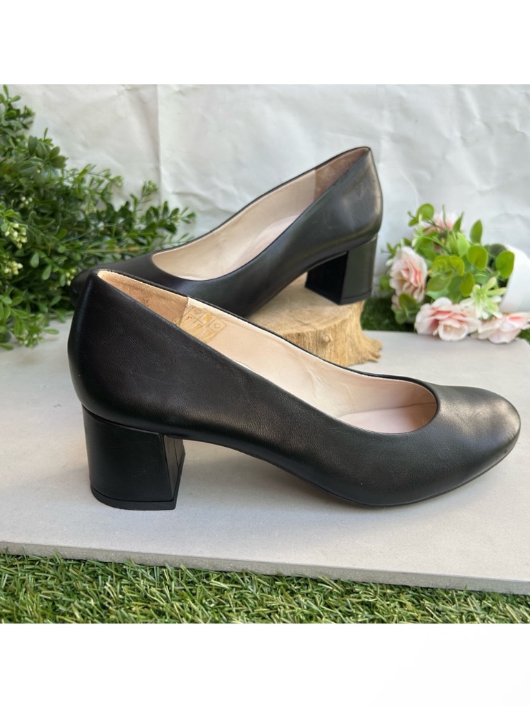 Paul Green Samona Pump Womens Uk 4.5 Us 7 Black Nappa Leather Block Heel